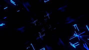 Blue and Orange Square Neon Sci Fi Strobe Flashing Tunnel Background VJ Loop in 4K video