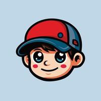 A cartoon boy with a baseball cap on his head vector