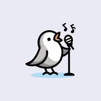 A cartoon bird singing into a microphone vector