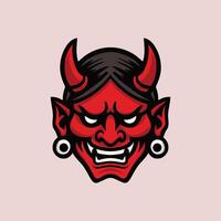 A devil head with horns on it vector