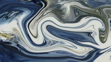 Abstract background Animation liquid ink marble combination of blue mixed cream colors video