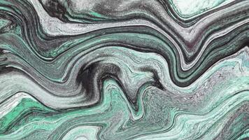 Abstract background Animation of liquid ink marble combination of gray mixed with turquoise green video