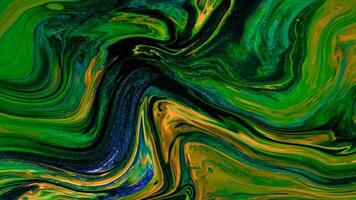 Abstract background Animation liquid ink marble combination of green mixed yellow colors video