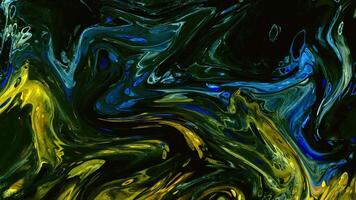 Abstract background Liquid ink marble animation dark green mixed dark blue color combination video