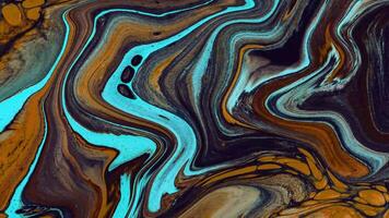 Abstract background Animation of liquid ink marble combination of brown mixed with turquoise green video