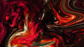 Abstract background Animation marble liquid ink combination of blood red mixed with orange video