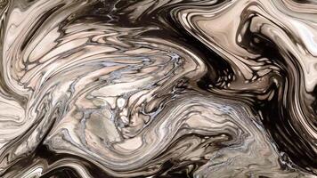 Abstract background Animation marble liquid ink combination of black mixed with white cream video