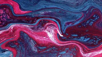 Abstract background Liquid ink marble animation dark blue and red color combination video