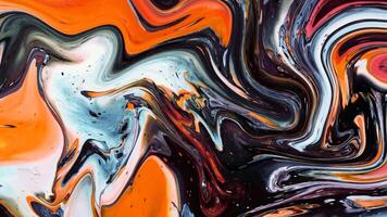 Abstract background Animation liquid ink marble combination orange mixed with black video