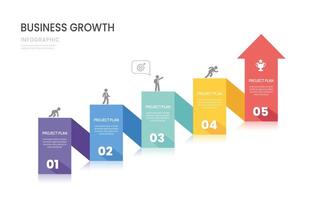 Infographics arrow template timeline business growth 5 steps to success template. vector