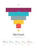 Sales funnel Infographic diagram template for business. Modern Timeline 5 steps, presentation. vector