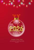 2026 Christmas Red Single Ornament Holiday Desktop Background Horizontal vector