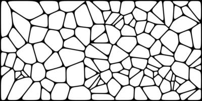 Abstract black and white irregular stone mosaic pattern with uneven polygonal shapes, resembling a stained glass or cracked pavement design. vector