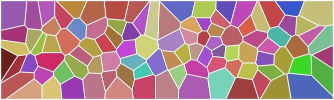 Colorful abstract mosaic pattern with irregular polygon shapes in vibrant tones, creating a lively and artistic stained-glass effect. vector