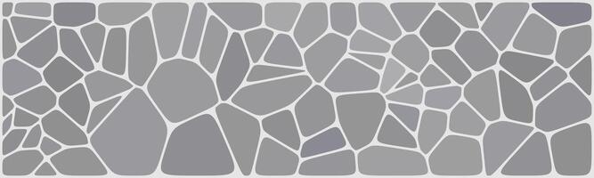 Abstract mosaic of gray polygonal shapes forming a textured, geometric pattern, resembling a stylized stone wall with varied shading and angles. vector