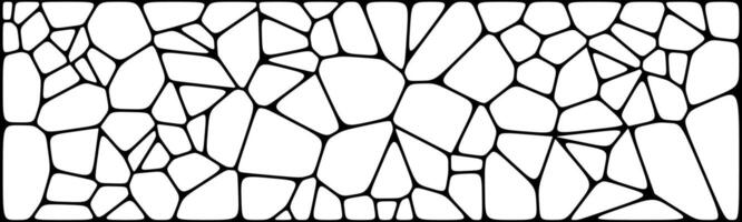 Black and white abstract mosaic pattern with irregular, cell-like stone shapes separated by bold black lines. vector