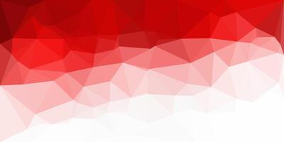 Abstract polygonal background with red and white gradient, resembling the Indonesian flag with a low-poly geometric design. vector