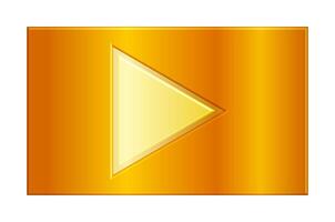 Gold Play Button Icon - 3D Golden Media Player Start Symbol vector