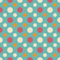 Seamless Retro Polka Dot Pattern with Colorful Circles on Teal Background vector