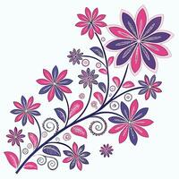 Elegant Floral Pattern with Pink and Purple Flowers on White Background Botanical Decorative Design for Prints and Artworks vector