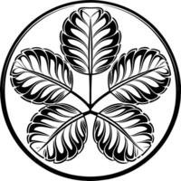 Ornamental black and white circular leaf design vector