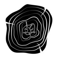 Tree rings. Black and white illustration. Isolated on white background. vector