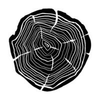 Tree rings. Tree trunk. illustration. Black and white. vector