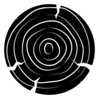 Tree rings. Black and white illustration of a cut tree trunk. vector