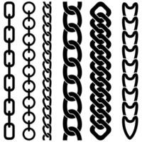 Set of black chains isolated on white background. illustration. Eps 10. vector