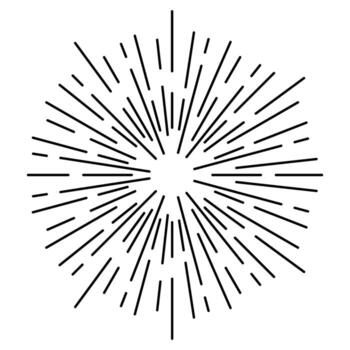 Starburst, sunburst element. Radial, radiating lines. Circular, concentric burst element vector