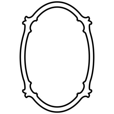 Oval decorative frame icon illustration graphic design in black and white