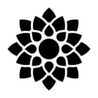 Flower mandala black simple icon on white background for web design vector