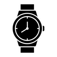 Wristwatch black simple icon. Watch illustration isolated on white. vector