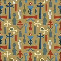 Seamless pattern with ancient egyptian hieroglyph inspired symbols vector