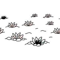 Simple line drawing of water lilies in a pond vector