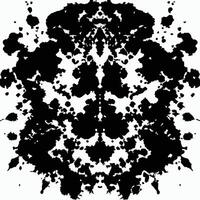 Symmetrical black ink blot rorschach test abstract background vector
