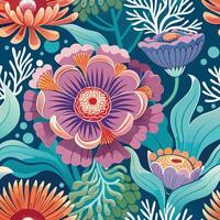 Vibrant floral seamless pattern design style vector