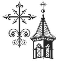 High resolution black medieval and gothic ornamental dividers design for print and digital use design vector