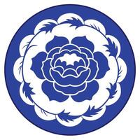 Blue and White Porcelain Plate Design for High Resolution Print and Digital Media vector