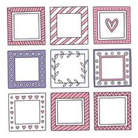 Creative Set of Colorful Hand Drawn Square Doodles for Design Projects vector