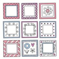 Colorful Hand Drawn Square Doodle Collection for Creative Design Projects vector