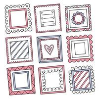 High resolution colorful hand drawn square doodles graphic set for design projects vector