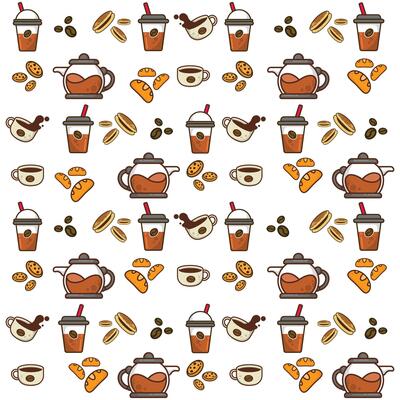 Coffee and Snack Doodle Pattern