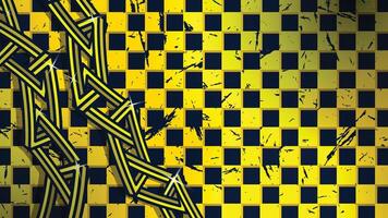 Yellow Black Abstract Checkerboard Background with Geometric Striped Lines vector