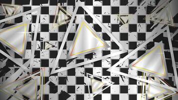 Abstract Futuristic Geometric Triangle Pattern with Metallic Checkerboard Background vector