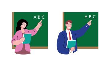 Teachers Teaching Alphabet in Classroom vector