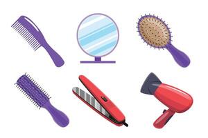 Various hair styling tools and accessories vector