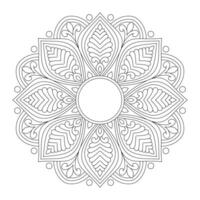 Floral black and white background of a mandala coloring page, file vector