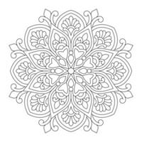 Floral black and white background coloring page of a mandala, file vector
