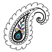 Colorful hand drawn paisley pattern design element vector